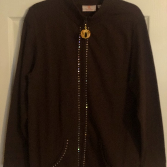 Quacker Factory brown jacket with sequins - Picture 2 of 3